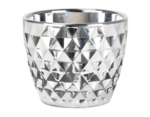 Scheurich Übertopf Silber, Keramik D oben:14.8cm, D unten:10.10cm, H:13.10cm
