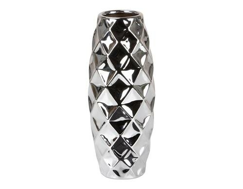 Scheurich Vase, Silber, Keramik D oben: 7 cm, D unten 7 cm: H: 32 cm