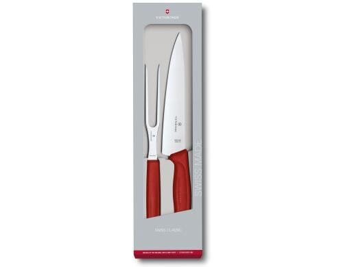 Victorinox Swiss Classic Tranchierset 2tlg rot, Tranchier Messer & Gabel