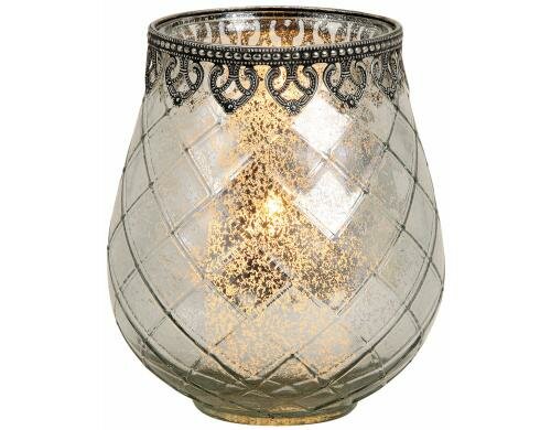 G. Wurm Windlicht Antik, Silber Glas, Metall, B: 18 cm, T: 15 cm