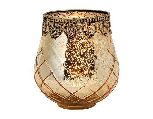 G. Wurm Windlicht Antik, Gold Glas, Metall, B: 14 cm, T: 13 cm