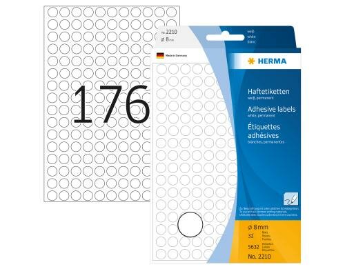 Herma Vielzwecketiketten 2210 weiss 5632 Etiketten, A4, 32 Blatt, 8 cm