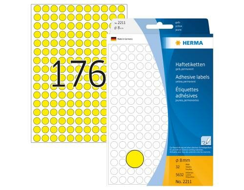 Herma Vielzwecketiketten 2211 gelb 5632 Etiketten, A4, 32 Blatt, 8 cm