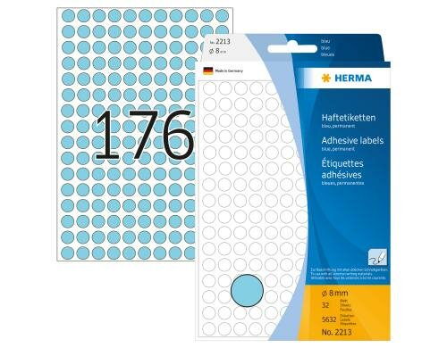 Herma Vielzwecketiketten 2213 blau 5632 Etiketten, A4, 32 Blatt, 8 cm