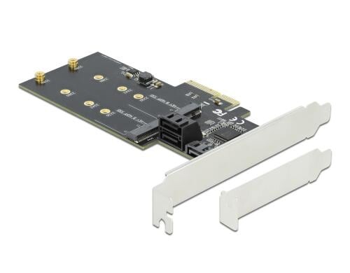 DeLock 3x SATA, 3x M.2 PCI-Ex2 Kontroller inkl. Low Profile Soltblech, M.2 Key-B
