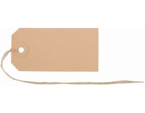 Biella Textil- und Hängeetiketten 40x80mm Braun, mit Bindefaden, 50 Stück