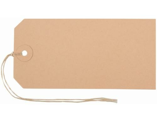 Biella Textil- und Hängeetiketten 65x130mm Braun, mit Bindefaden, 50 Stück