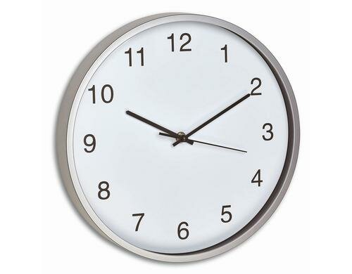 Design Wanduhr silber weiss inkl. A-Batterie