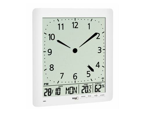 Funk-Wanduhr mit Raumklima weiss ohne Batterie