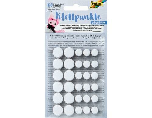 Folia Klettpunkte, Ø 10 und 15mm 60 Stück, schwarz & weiss sortiert