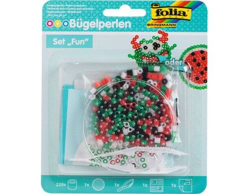 Folia Bügelperlen Starter Set FUN 1x Stiftplatte, 220x Perlen, 1x Pinzette