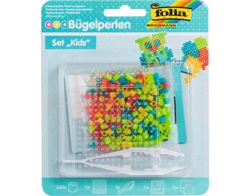 Folia Bügelperlen Starter Set KIDS 1x Stiftplatte, 220x Perlen, 1x Pinzette