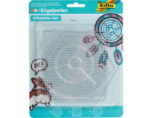 Folia Bügelperlen Stiftplatten BASIC GROSS 3 Motive sortiert