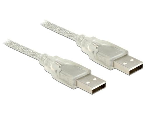 Delock USB2 Kabel A-A, 5m, transparent für USB2.0 Geräte, 480 Mbps