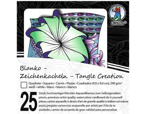 Ursus Zeichenkacheln Quadrat 9 x 9 cm 25 Stück, weiss, 290 g/m2