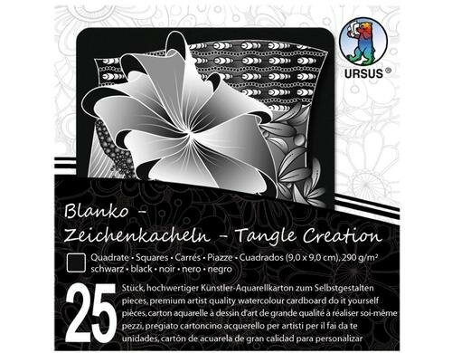 Ursus Zeichenkacheln Quadrat 9 x 9 cm 25 Stück, schwarz, 290 g/m2