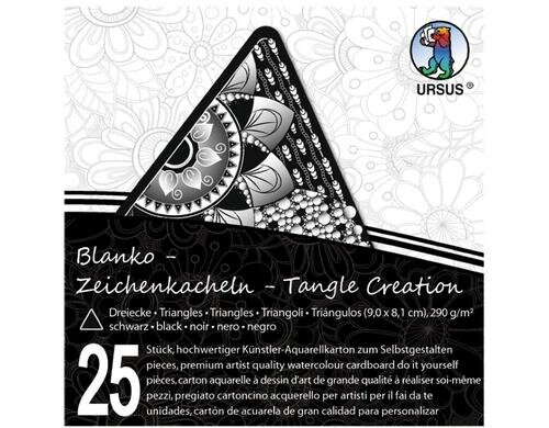 Ursus Zeichenkacheln Dreieck 9 x 9 cm 25 Stück, schwarz, 290 g/m2