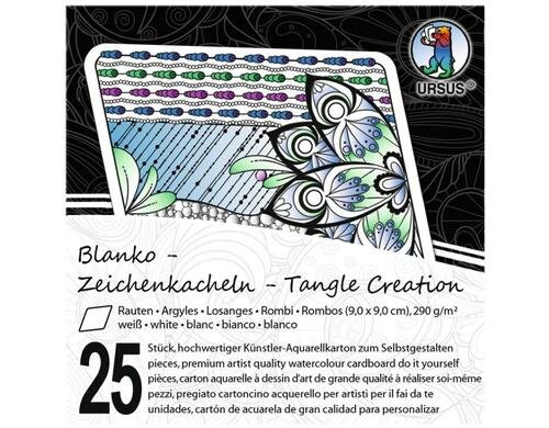 Ursus Zeichenkacheln Raute 9 x 9 cm 25 Stück, weiss, 290 g/m2
