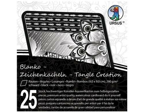 Ursus Zeichenkacheln Raute 9 x 9 cm 25 Stück, schwarz, 290 g/m2