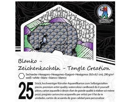 Ursus Zeichenkacheln Sechseck 9 x 9 cm 25 Stück, weiss, 290 g/m2