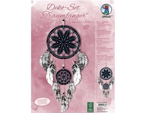 Ursus Bastelset Traumfänger Schwarz/Silber Set enthält Materialien für 2 Stück