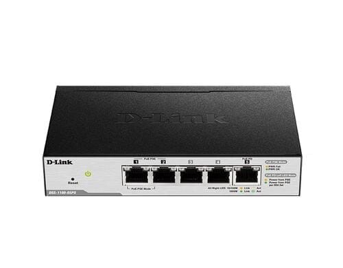 D-Link DGS-1100-05PDV2: 5Port PoE Switch ... PoE Kapazität, Lüfterlos, PoE Powered