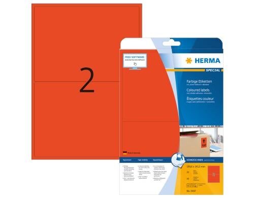 Herma Universaletiketten 4497 40 Etiketten, A4, 20 Blatt, ablösbar, rot