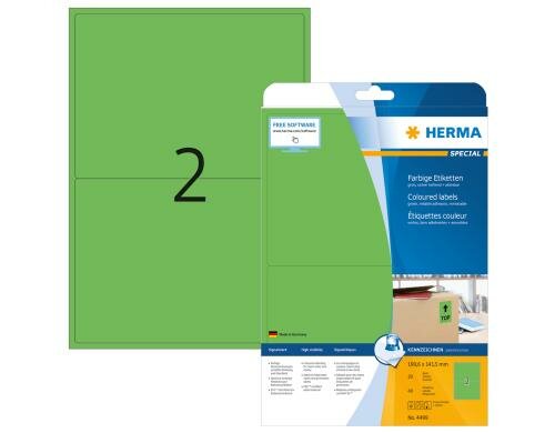 Herma Universaletiketten 4499 40 Etiketten, A4, 20 Blatt, ablösbar, grün