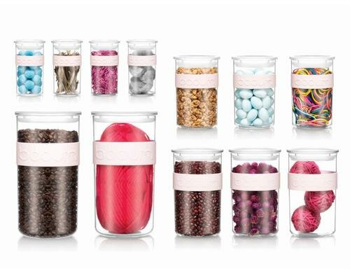 Bodum Presso Vorratsdosen Set 12 tlg strawberry,Kunststoff 4x0.5/3x0.6/3x1/2x2L