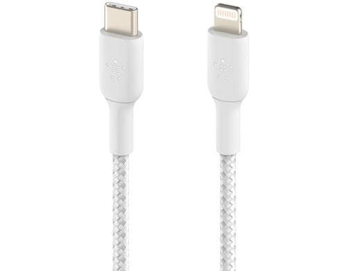Belkin BOOST CHARGE USB-C-Lightning 2m ummantelt,weiss