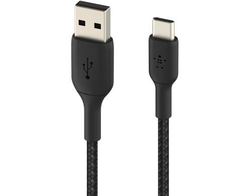 Belkin BOOST CHARGE USB-C/USB-A 15cm ummantelt, schwarz