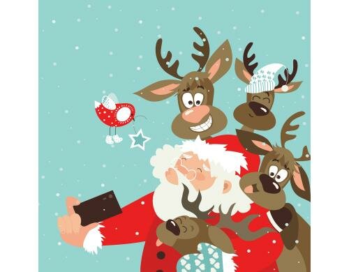Paper + Design Servietten Selfie Santa 33x33 cm, 20 Stück