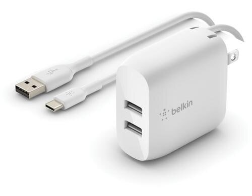 Belkin BOOST CHARGE USB-A-Netzladegerät Dau 2x 12W USB-A/USB-C Kabel
