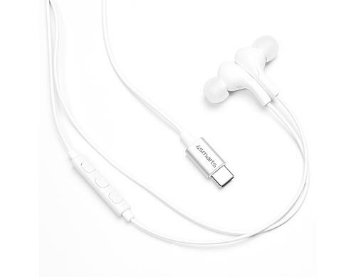 4smarts Melody Digital In-Ear Kopfhörer weiss, USB-C Kabel 1.2m lang, Mic