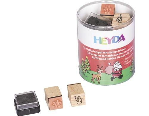 Heyda Stempel-Set Weihnachten 15 Stempel, 1 Stempelkissen