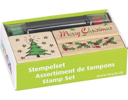 Heyda Stempel-Set Merry Christmas 3 Stempel, 1 Stempelkissen