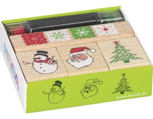 Heyda Stempel-Set Weihnachten 4 Stempel, 1 Stempelkissen