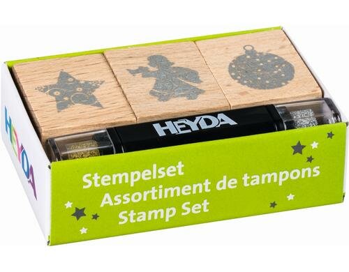 Heyda Stempel-Set Merry Christmas 3 Stempel, 1 Stempelkissen
