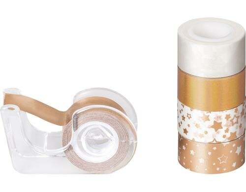 Heyda Washi Tape Sterne roségold 1 Kunststoff-Dispenser und 5 Rollen