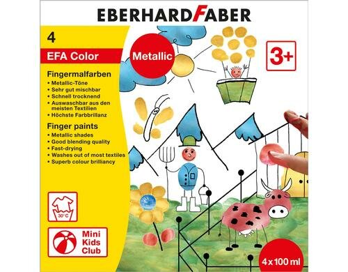 Eberhard F. Fingerfarbe 4er Set Metallic Farbtöpfchen à 100 ml