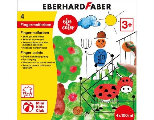 Eberhard F. Fingerfarbe 4er Set Farbtöpfchen à 100 ml