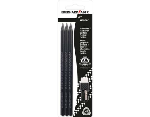 Eberhard F. Bleistifte Winner Set 6 Stück, 1 Radierer/Spitzer