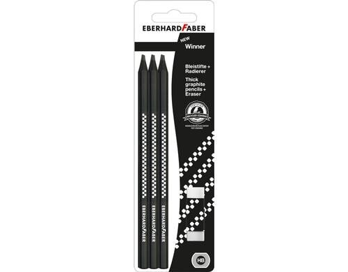 Eberhard F. Bleistifte Winner Set 6 Stück, 1 Radierer