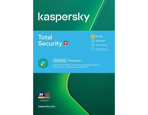 Kaspersky Total Security Vollversion, 1 PC/MAC/ANDR, 1YR, DFI