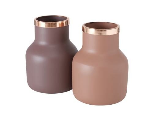 Boltze Vase Lhema H 15 cm, Eisen, Dunkelrosa,
