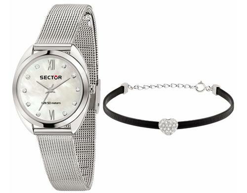 Sector Uhr 955 R3253518505 955 32mm 3H WHT MOP DIAL MESH