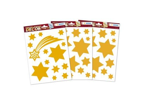 Herma Fensterbild Sterne Gold 3 Blatt / 45 Stück