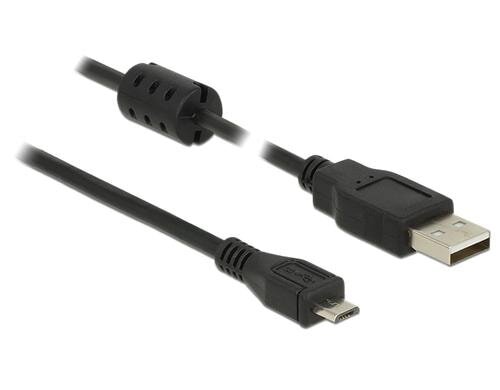 Delock USB2 Kabel A-MicroB, 3m, schwarz für USB2.0 Geräte, 480 Mbps