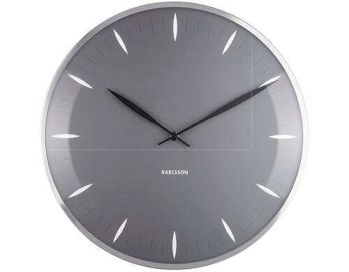 KARLSSON Wanduhr Leaf,Dunkelgrau,Kuppelglas D: 40 cm, B: 4 cm, exkl. AA Batterie
