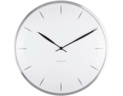 KARLSSON Wanduhr Leaf, Weiss, Kuppelglas D: 40 cm, B: 4 cm, exkl. AA Batterie